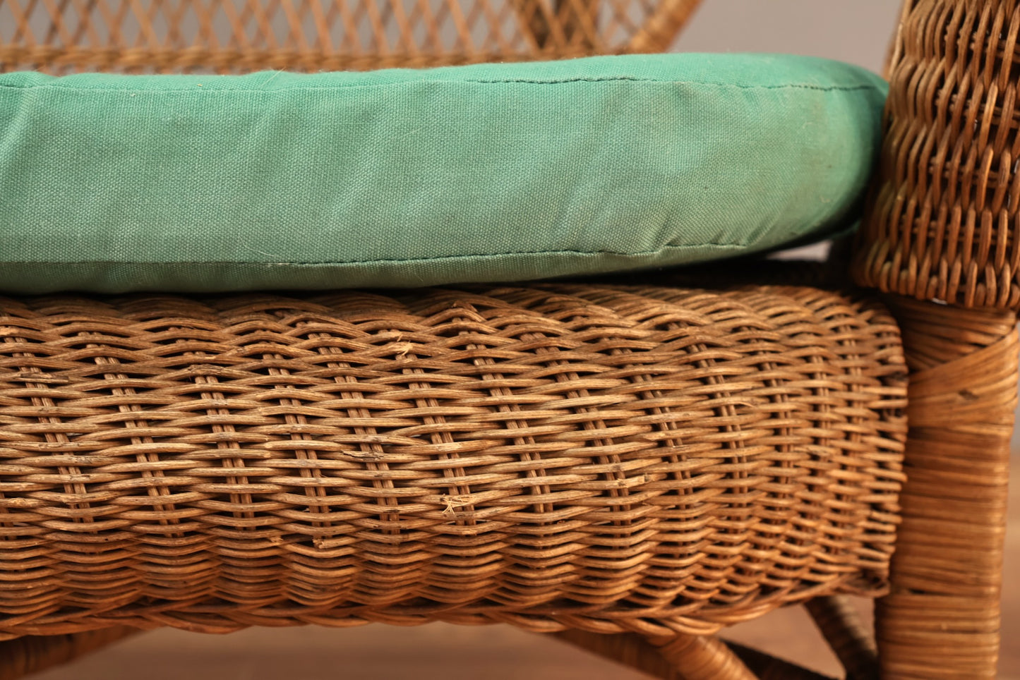 Victorian-Style Wicker & Green Loveseat - Online Only