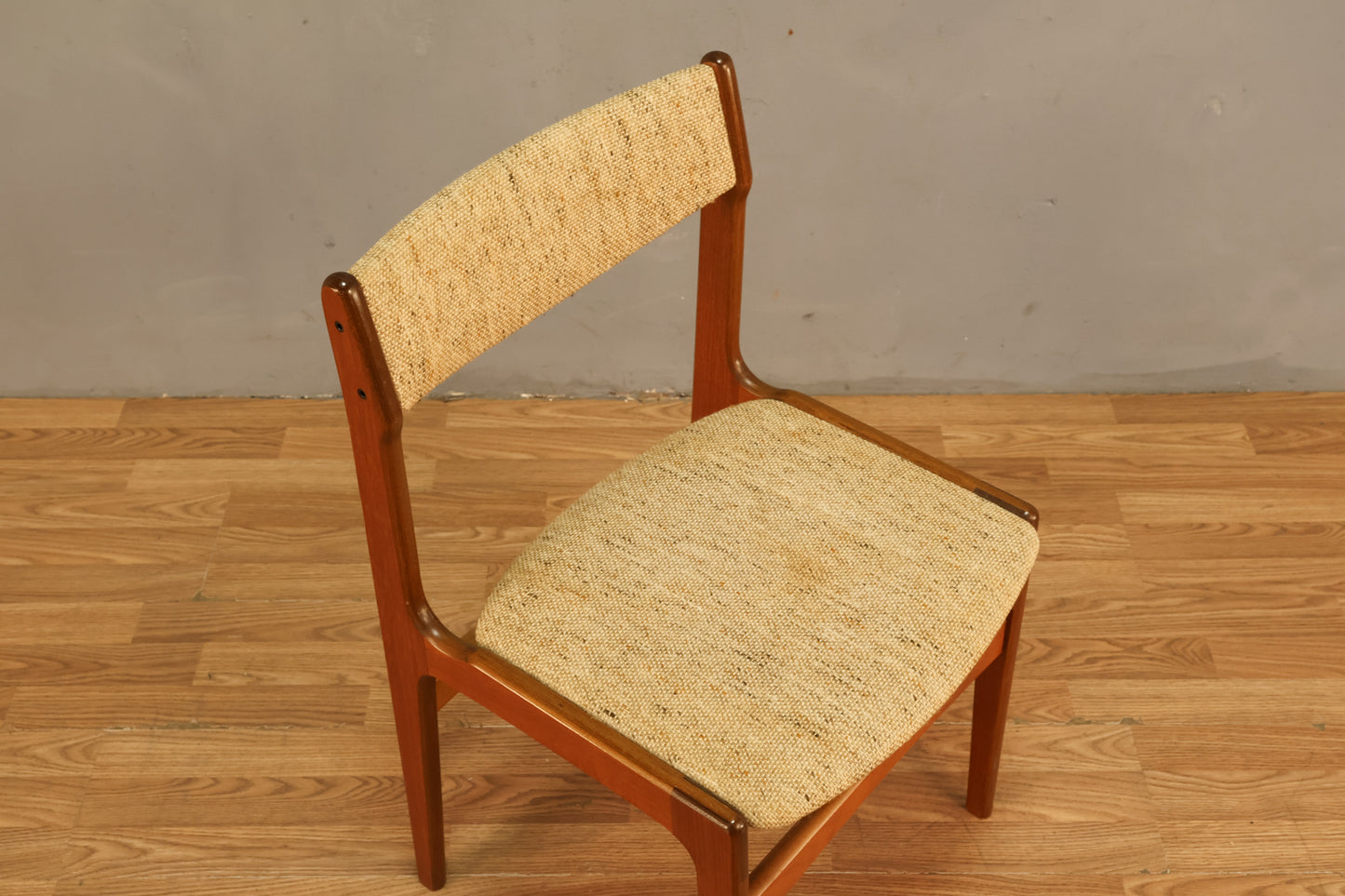 Erik Buch Danish Teak & Oatmeal Side Chair