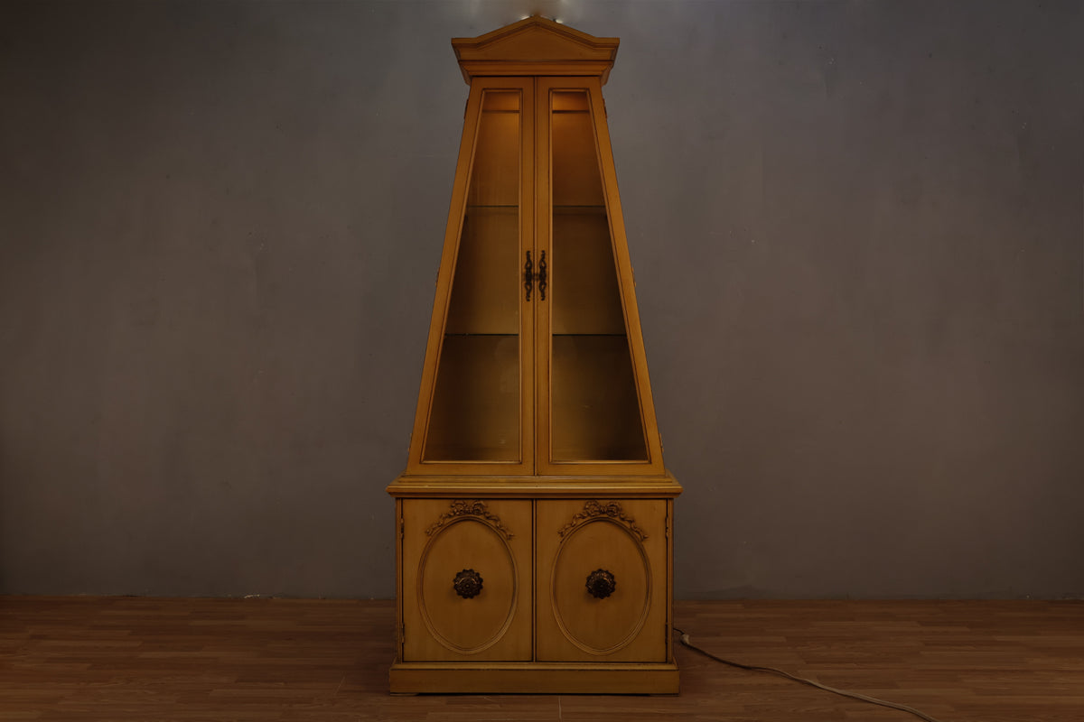 Ornate Yellow Curio Cabinet