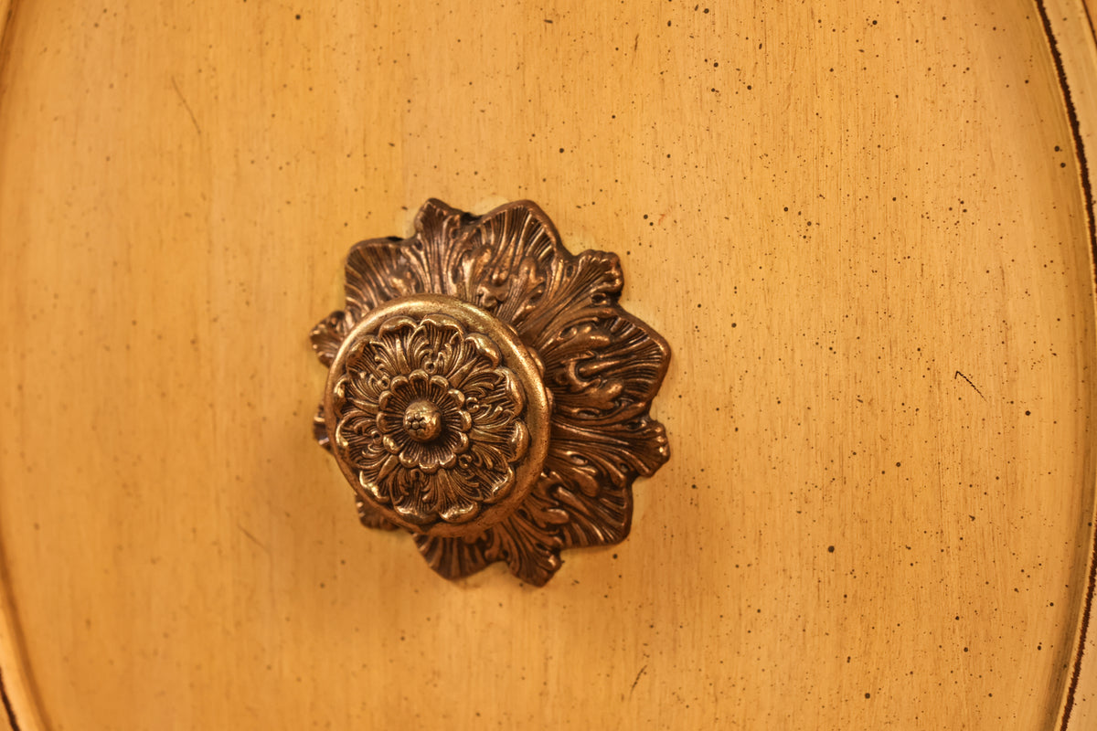 Ornate Yellow Curio Cabinet