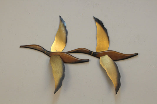 Pair of Mid Century Geese Wall Sculptures