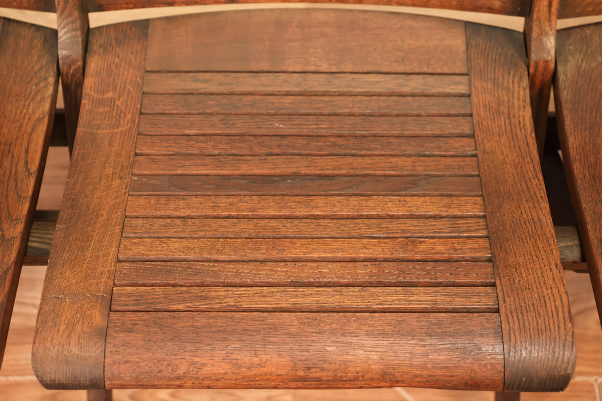 Antique Oak 4-Seat Theatre Bench B - ONLINE ONLY