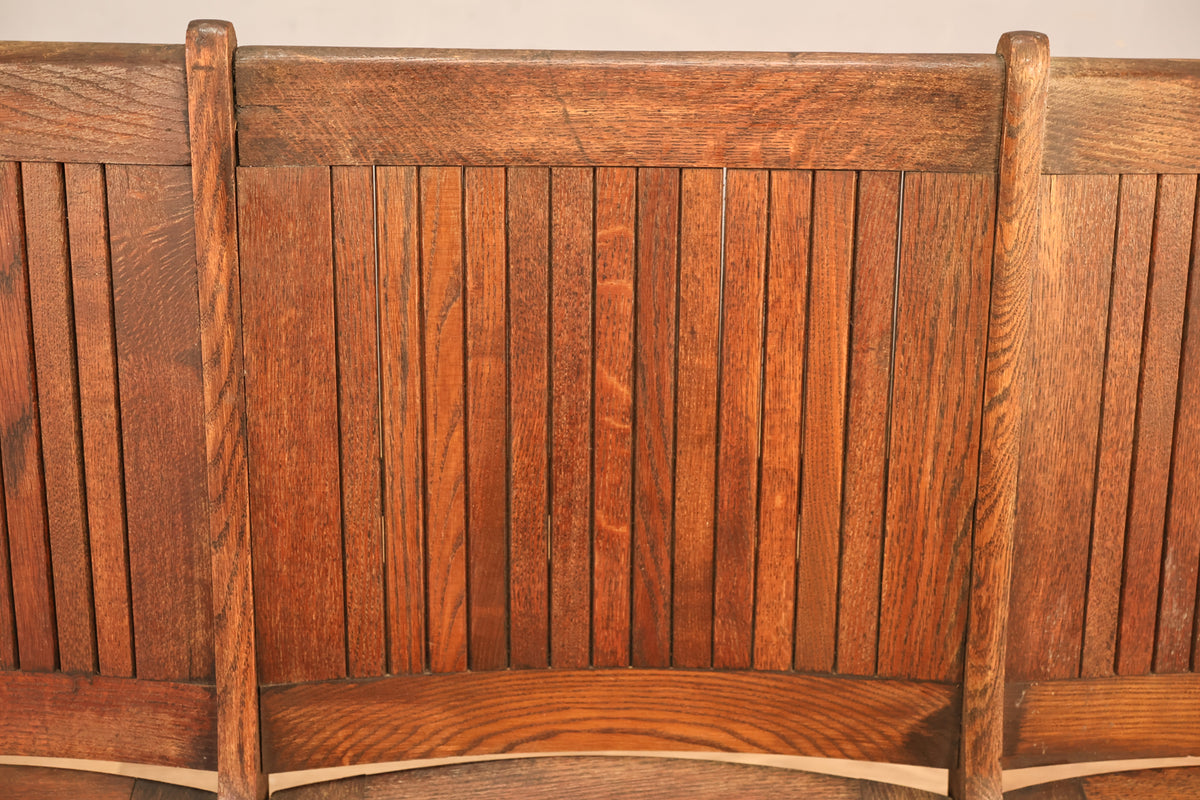 Antique Oak 4-Seat Theatre Bench B - ONLINE ONLY