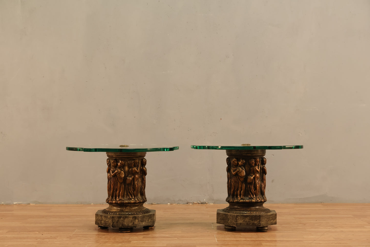 Ornate Carved & Glass Side Table - ONLINE ONLY