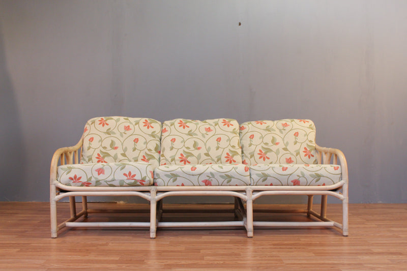 Ficks Reed Rattan & Floral Sofa - ONLINE ONLY