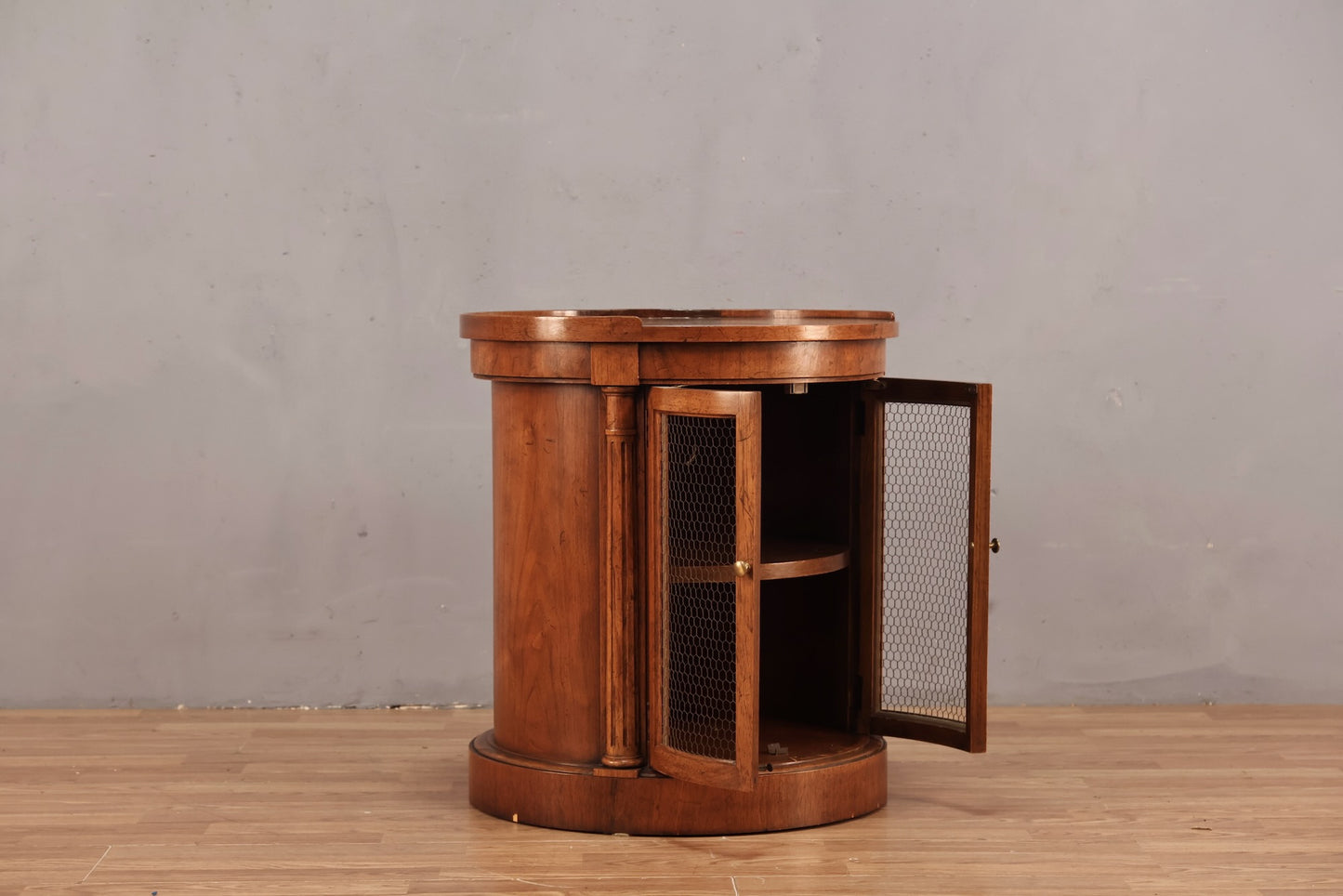Baker Mesh-Door Drum End Table