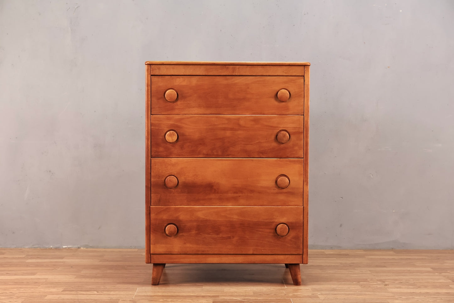 Mid Century Pine 4-Drawer Dresser