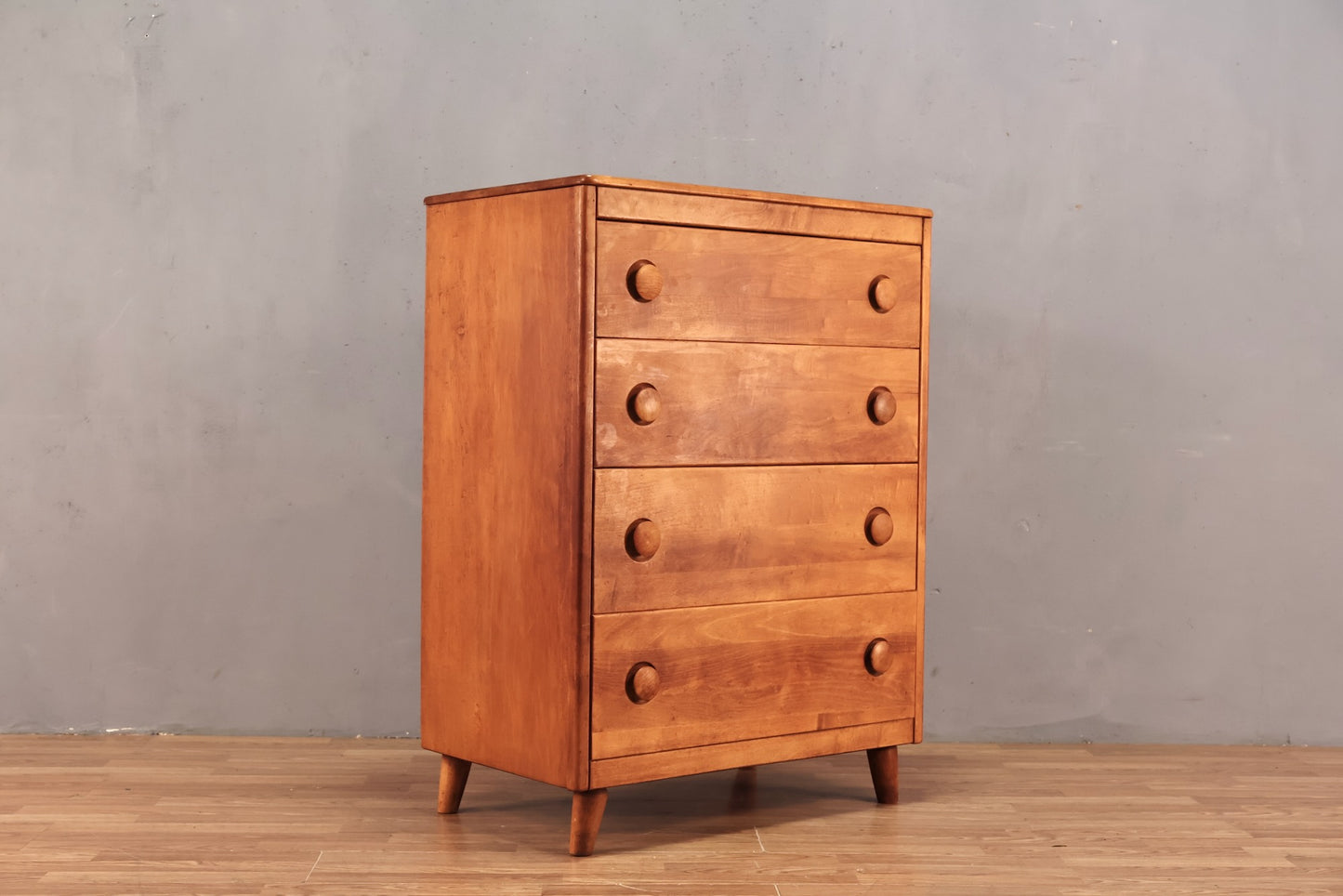 Mid Century Pine 4-Drawer Dresser