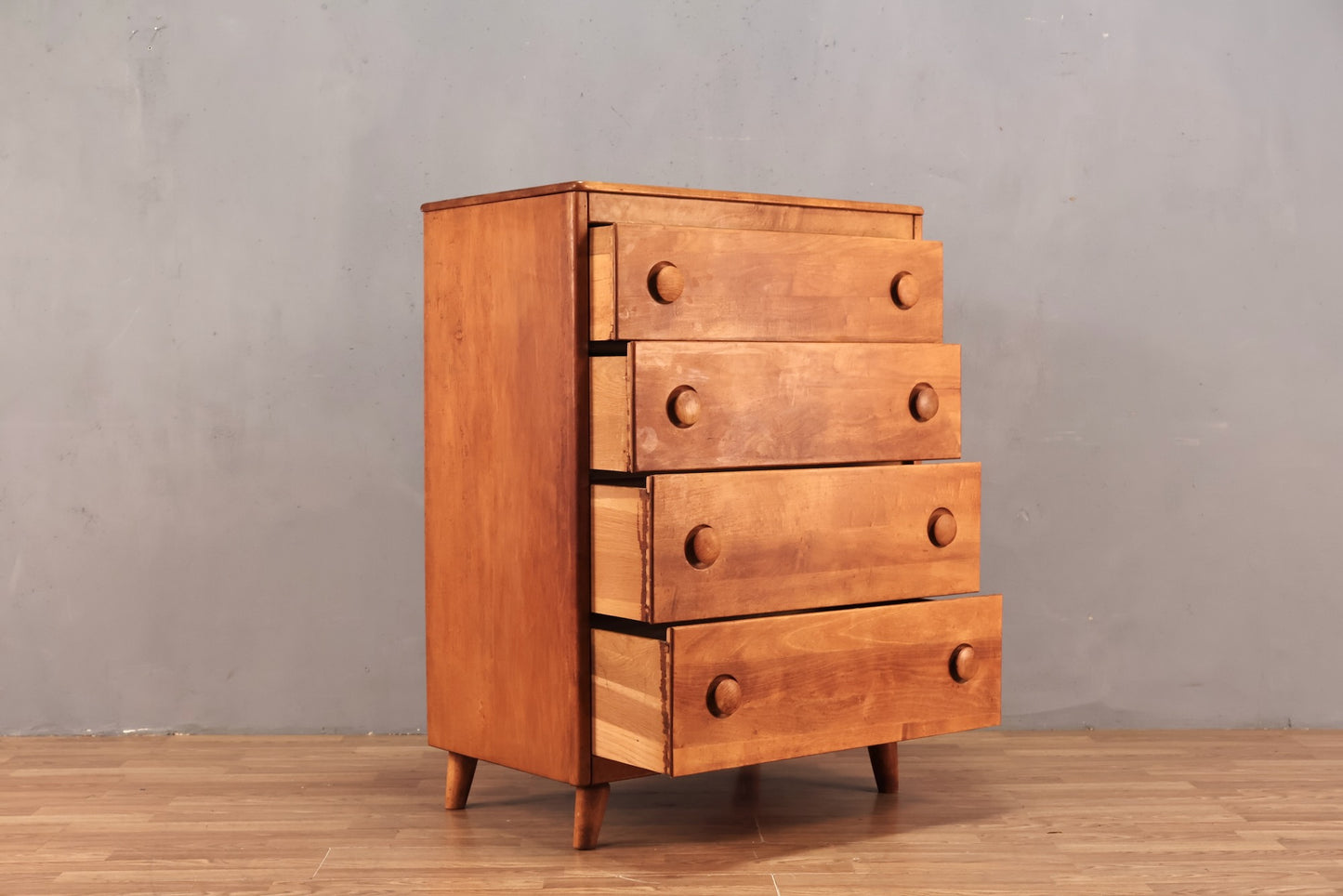 Mid Century Pine 4-Drawer Dresser