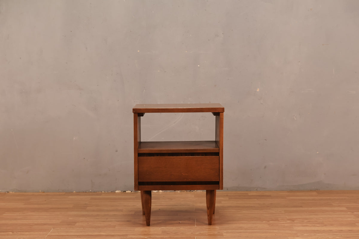 Walnut & Laminate 1-Drawer Nightstand