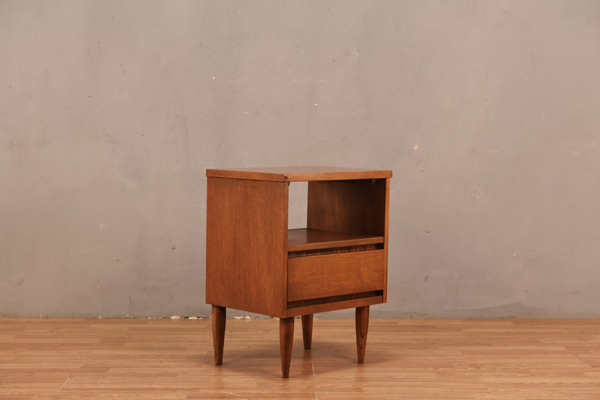 Walnut & Laminate 1-Drawer Nightstand