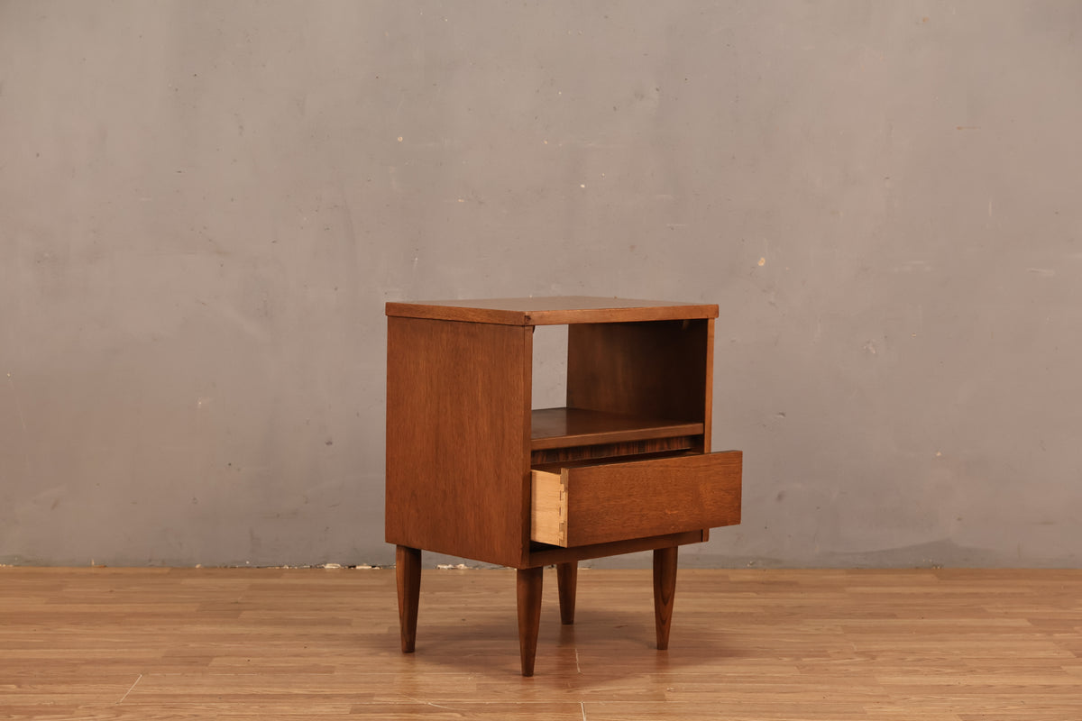 Walnut & Laminate 1-Drawer Nightstand