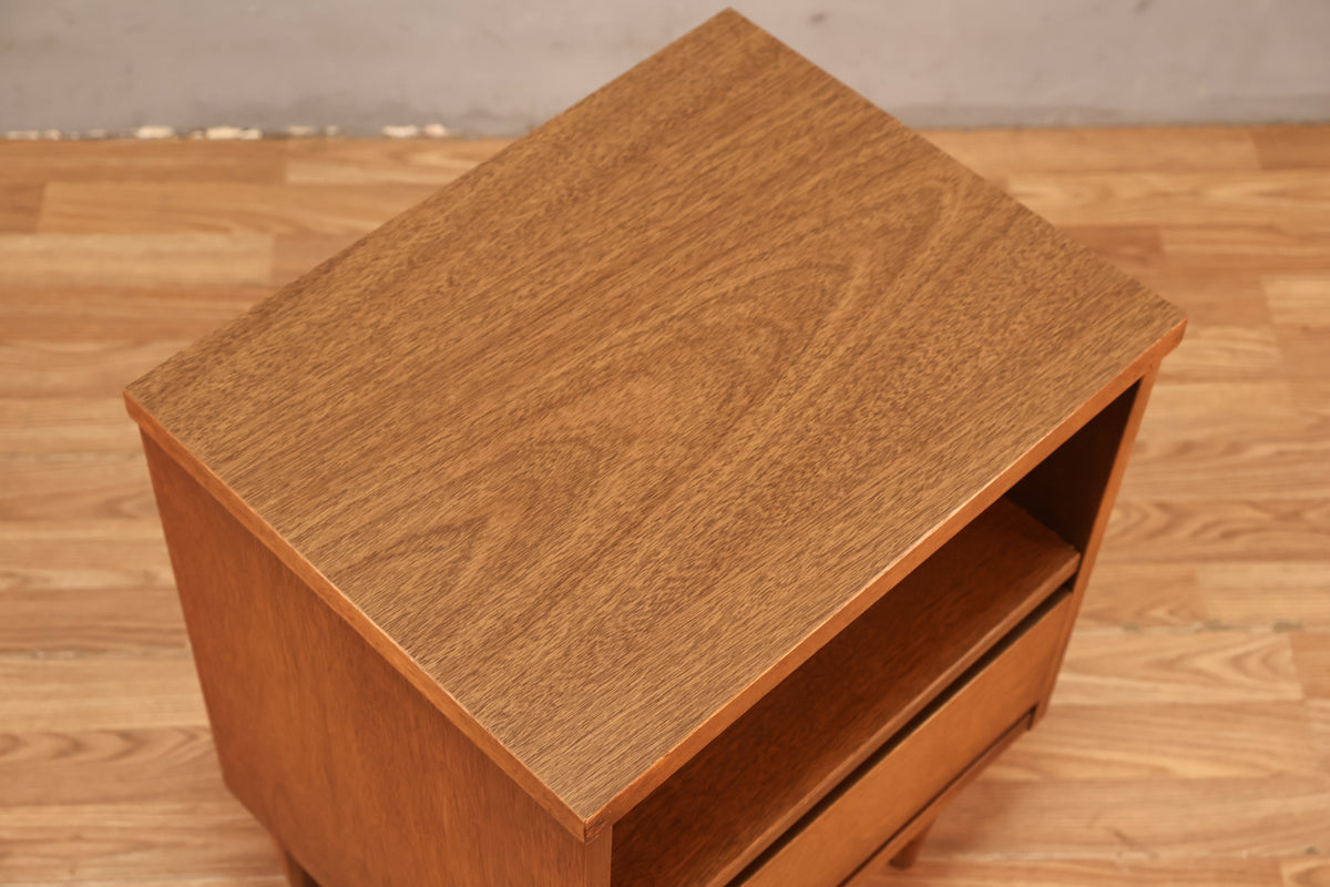 Walnut & Laminate 1-Drawer Nightstand