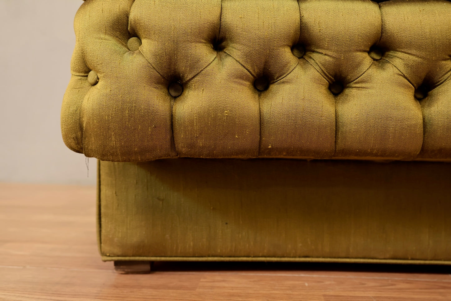 Chartreuse Sateen Tufted Armchair - ONLINE ONLY