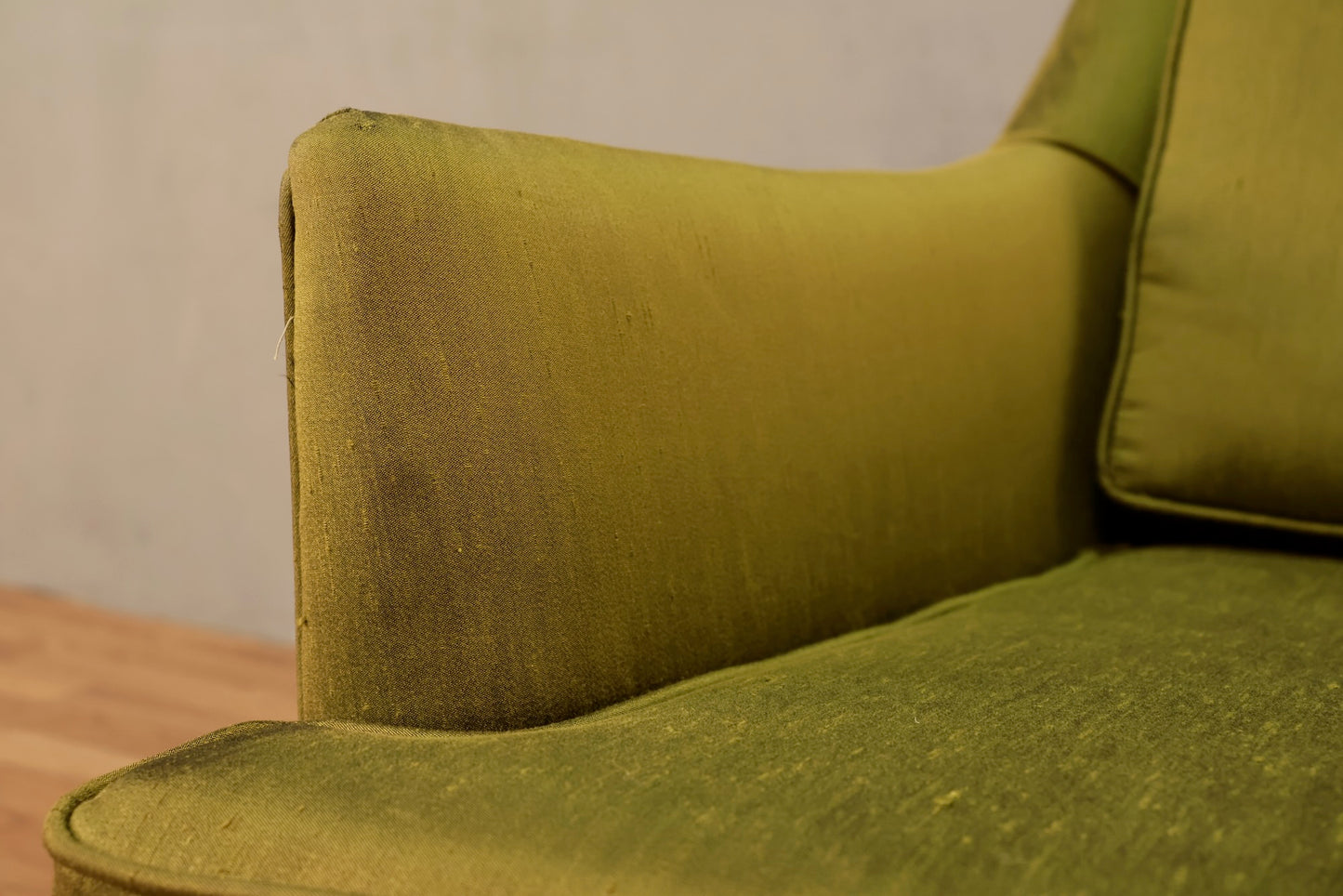Chartreuse Sateen Tufted Armchair - ONLINE ONLY