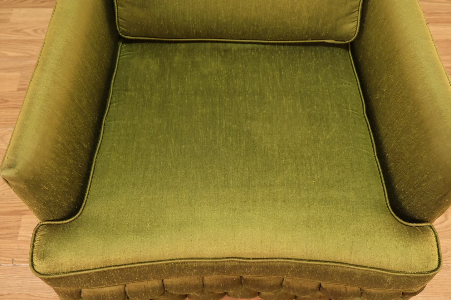 Chartreuse Sateen Tufted Armchair - ONLINE ONLY