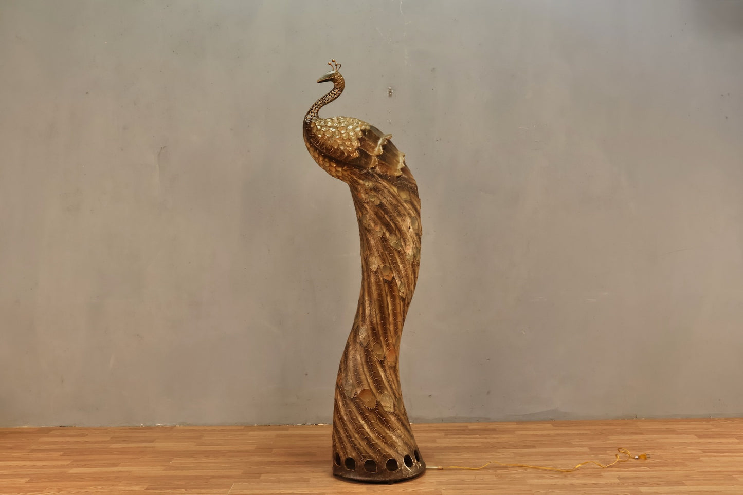 Large Fiberglass Peacock Floor Lamp - ONLINE ONLY