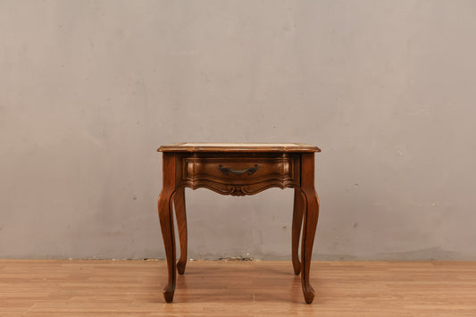 Provincial Marble Top 1-Drawer End Table