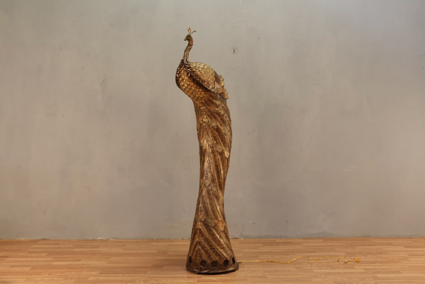 Large Fiberglass Peacock Floor Lamp - ONLINE ONLY