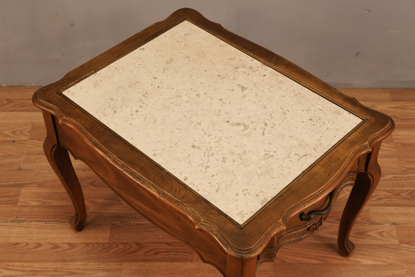 Provincial Marble Top 1-Drawer End Table