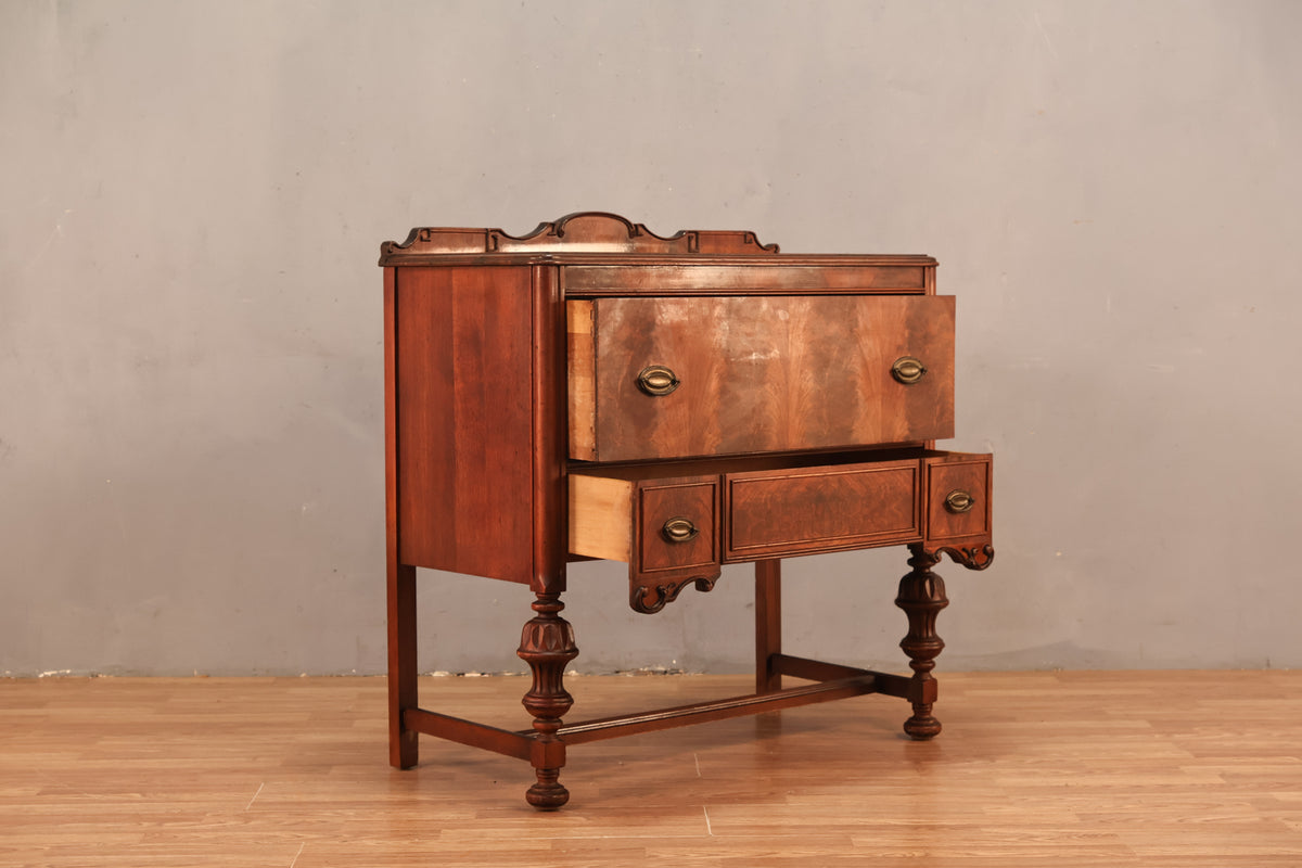 Victorian Burl 2-Drawer Console