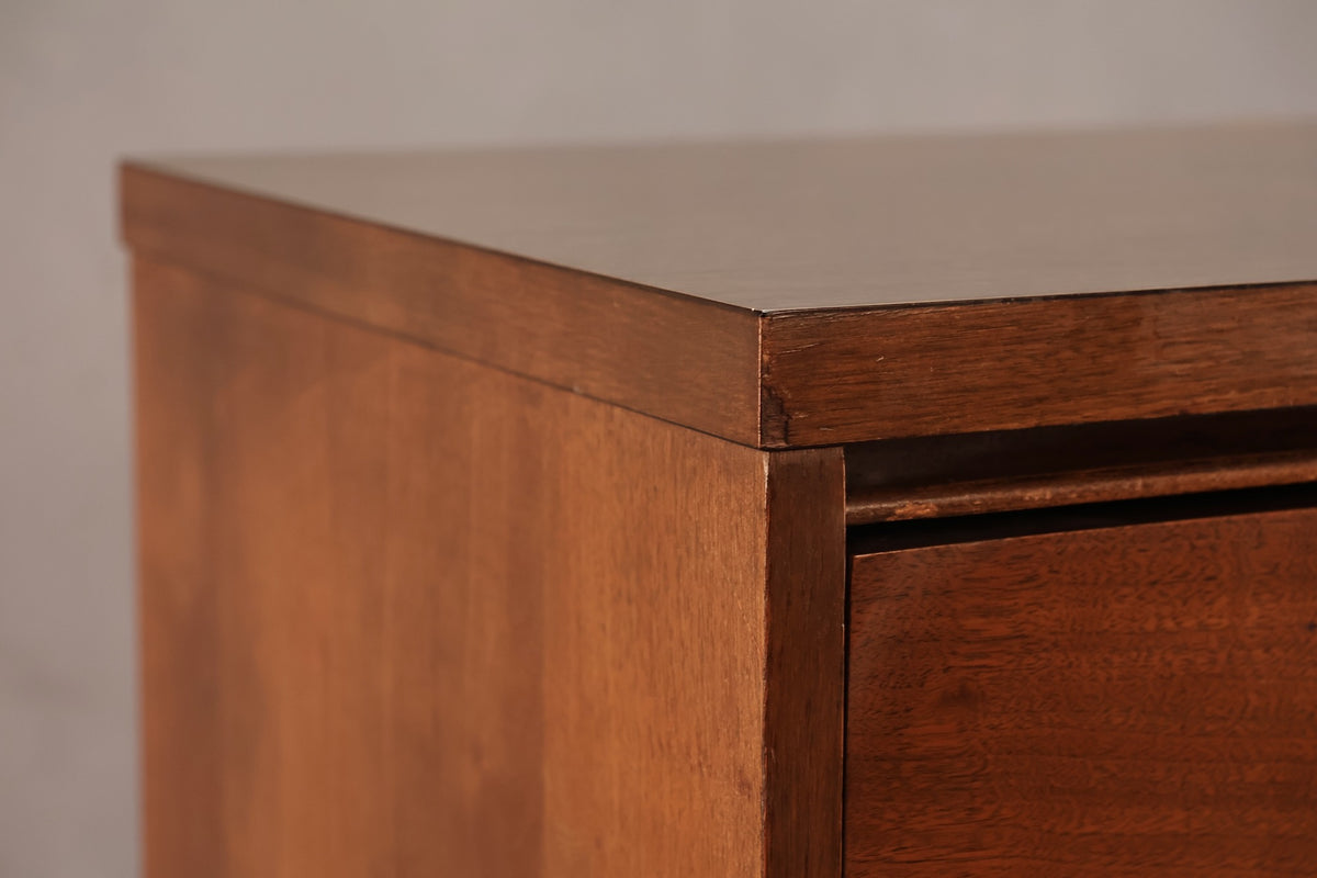 Mid Century Walnut & Laminate 4-Drawer Highboy Dresser