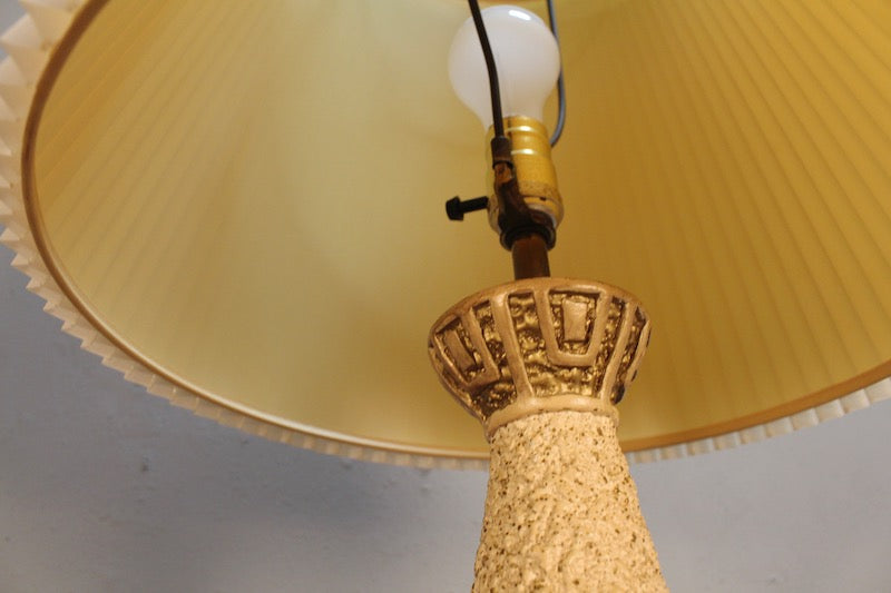 Tall Mid Century Gold & Tan Chalkware Table Lamp