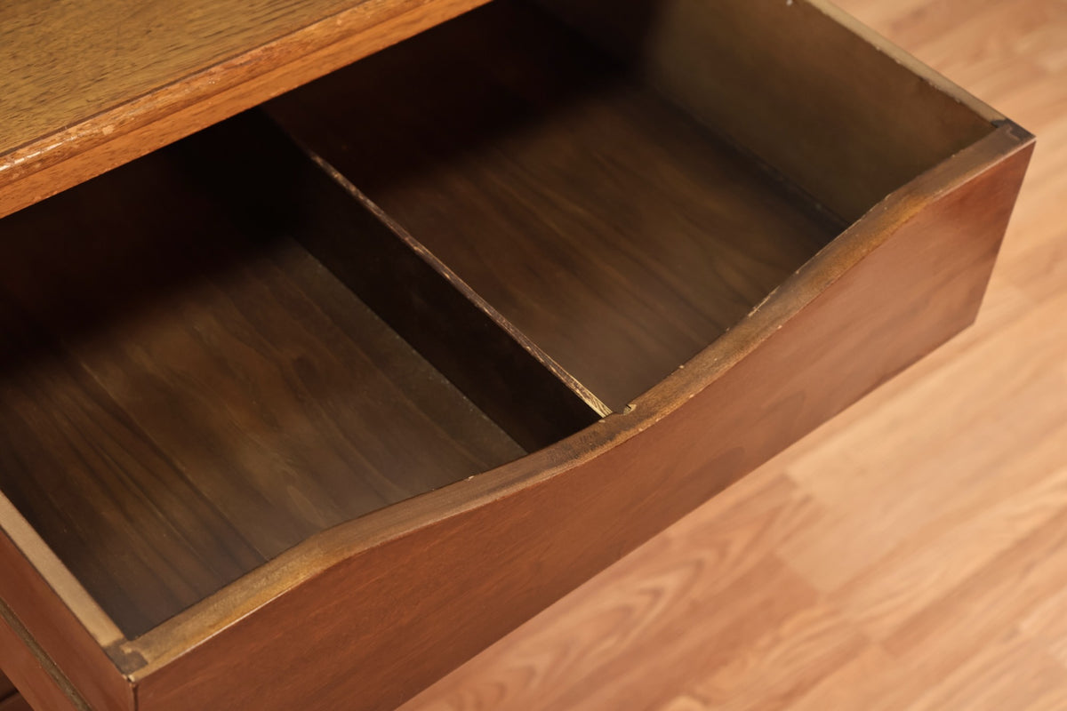 Large Walnut 11-Drawer Sliding Door Credenza
