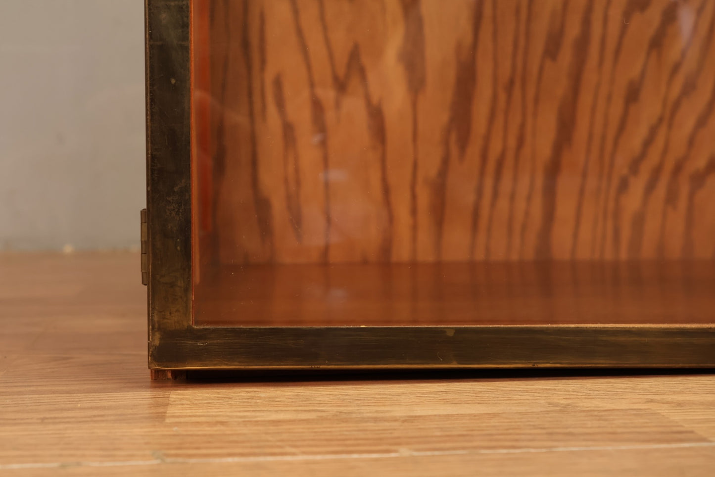 Mid Century Brass & Glass Illuminated Bookcase
