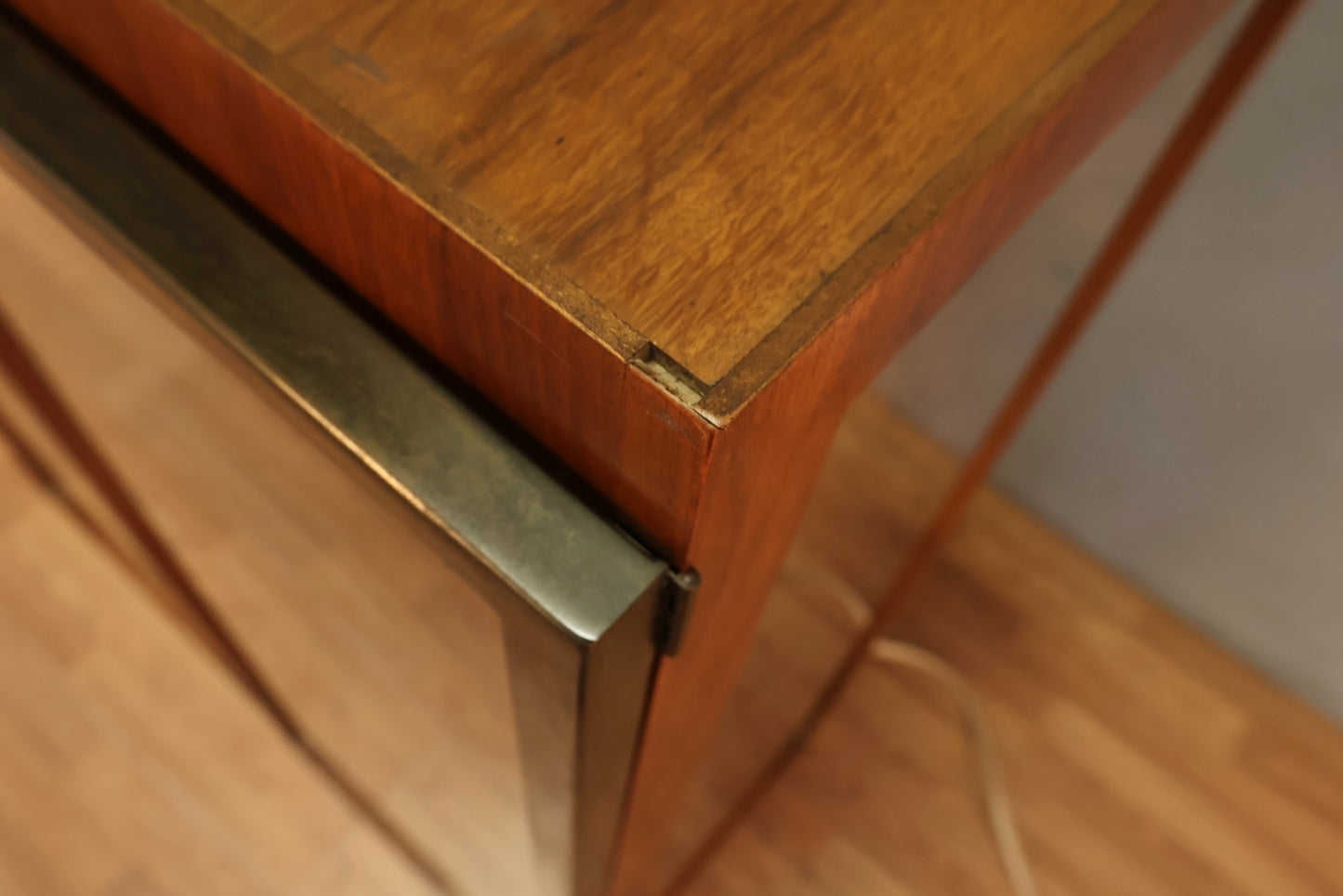 Mid Century Brass & Glass Illuminated Bookcase