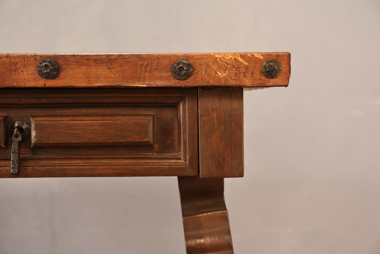 Spanish-Style Leather-Top Console Table