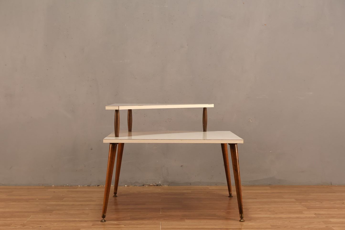 Atomic White Laminate Square Stepback Table - ONLINE ONLY