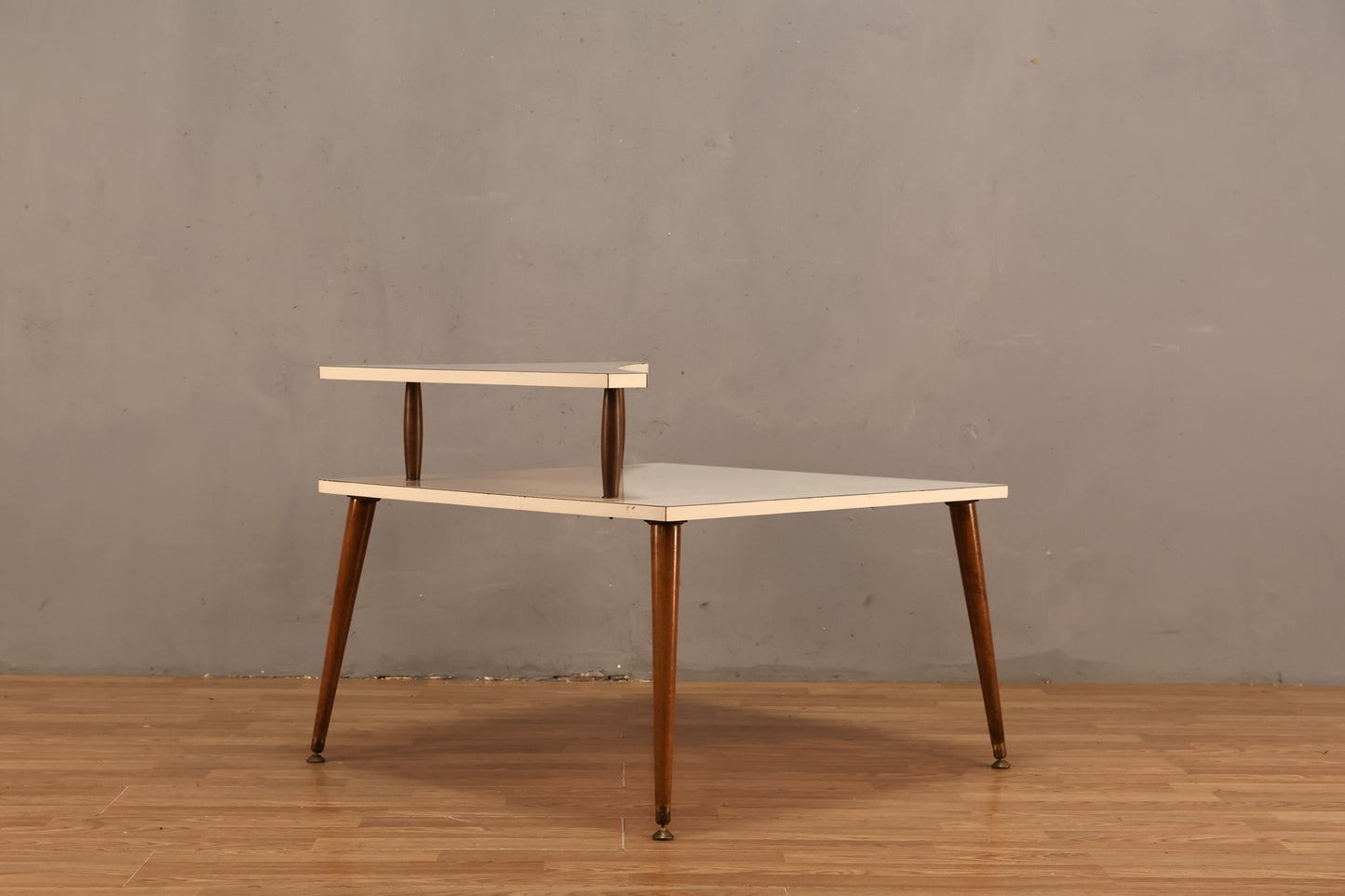 Atomic White Laminate Square Stepback Table - ONLINE ONLY