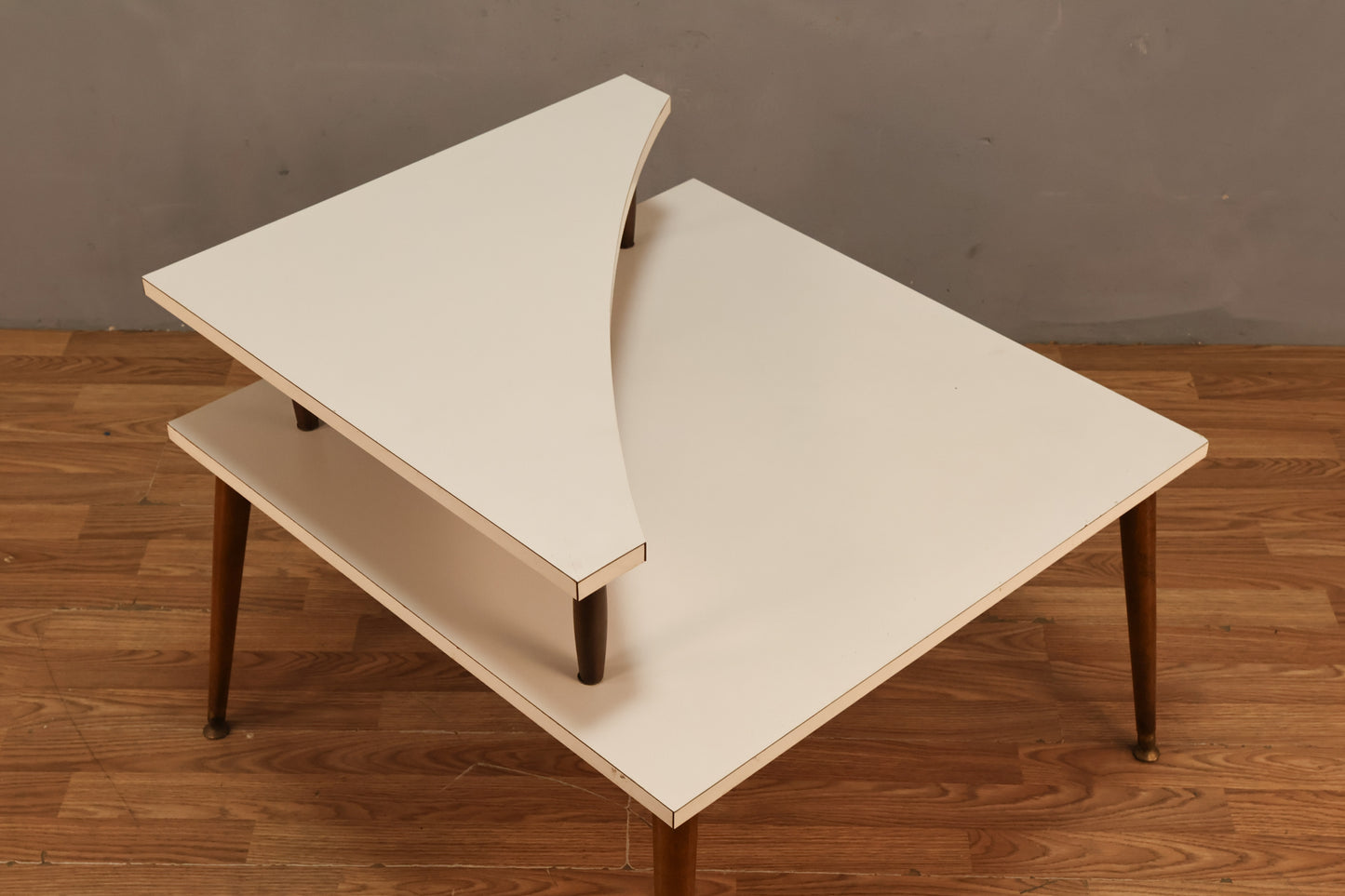 Atomic White Laminate Square Stepback Table - ONLINE ONLY