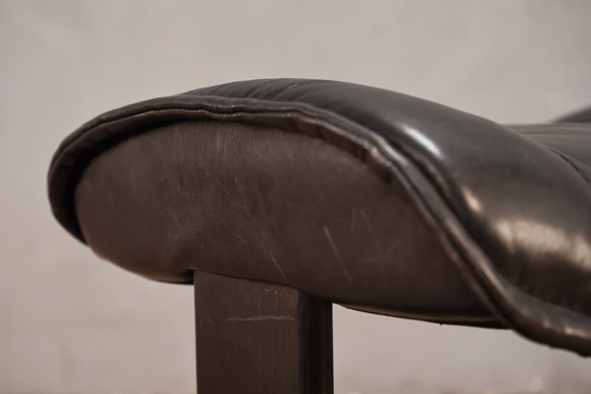 Ekornes "Stressless" Black Leather Recliner & Ottoman - ONLINE ONLY