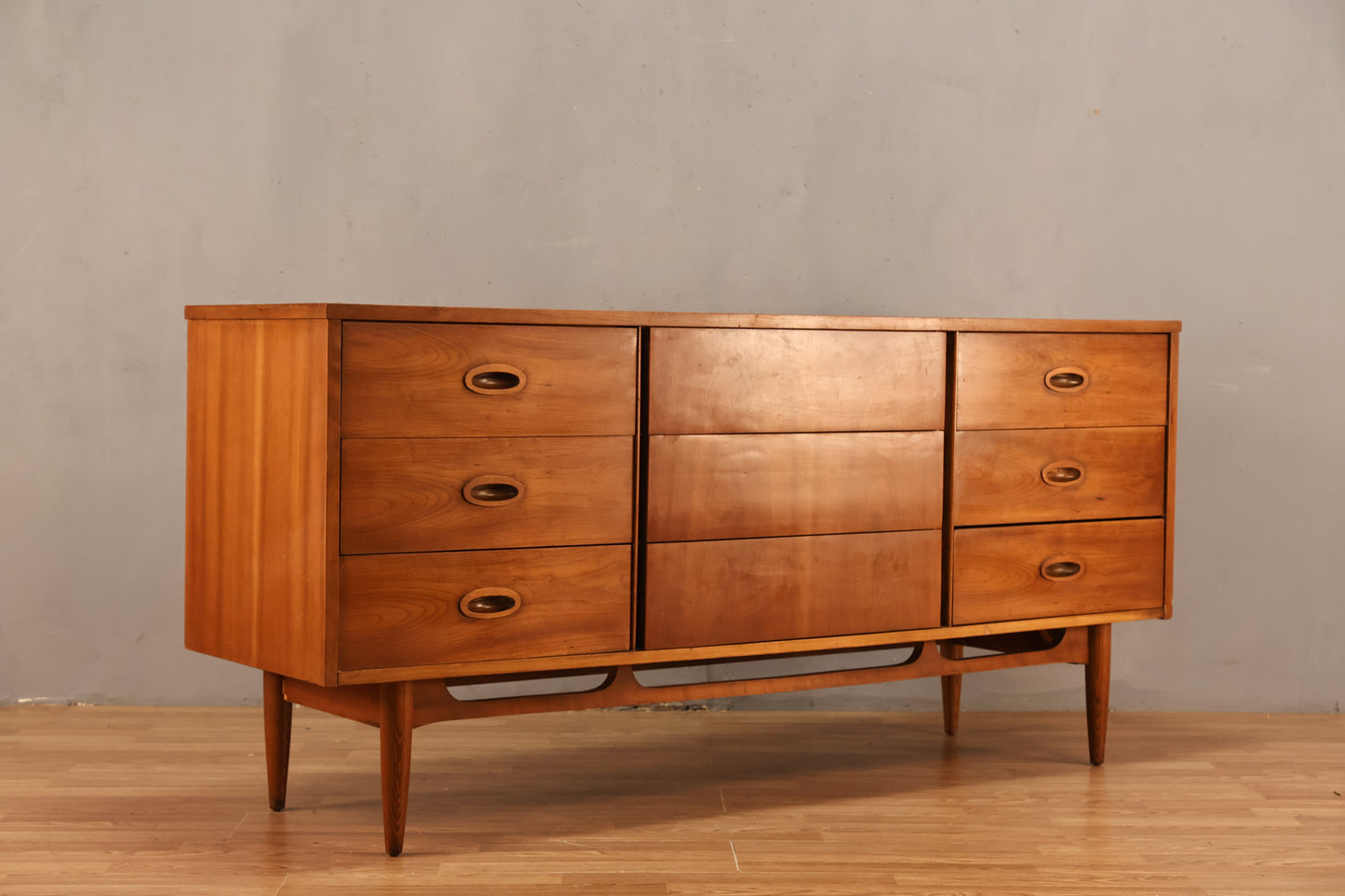 Mid Century Walnut 9-Drawer Dresser