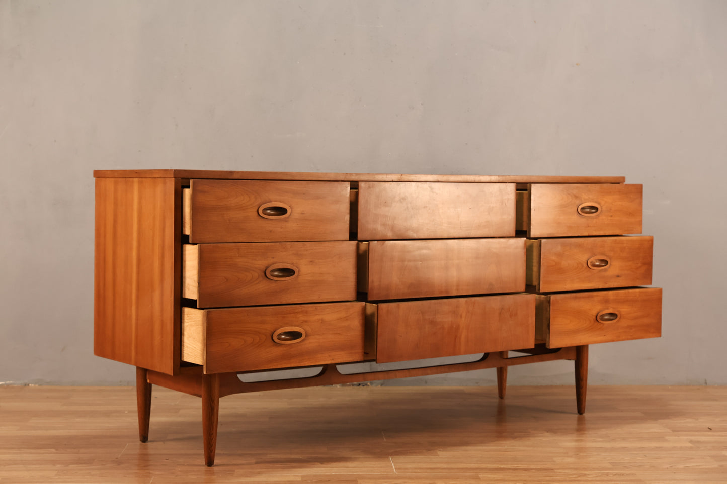 Mid Century Walnut 9-Drawer Dresser