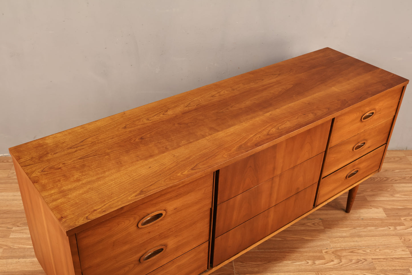 Mid Century Walnut 9-Drawer Dresser