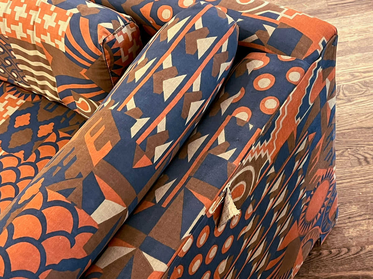 Mid Century "Desert Blues" Sleeper Loveseat