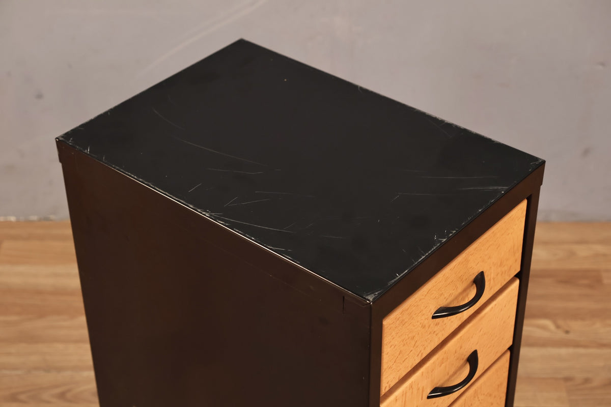 Slim Black & Beech 6-Drawer End Table
