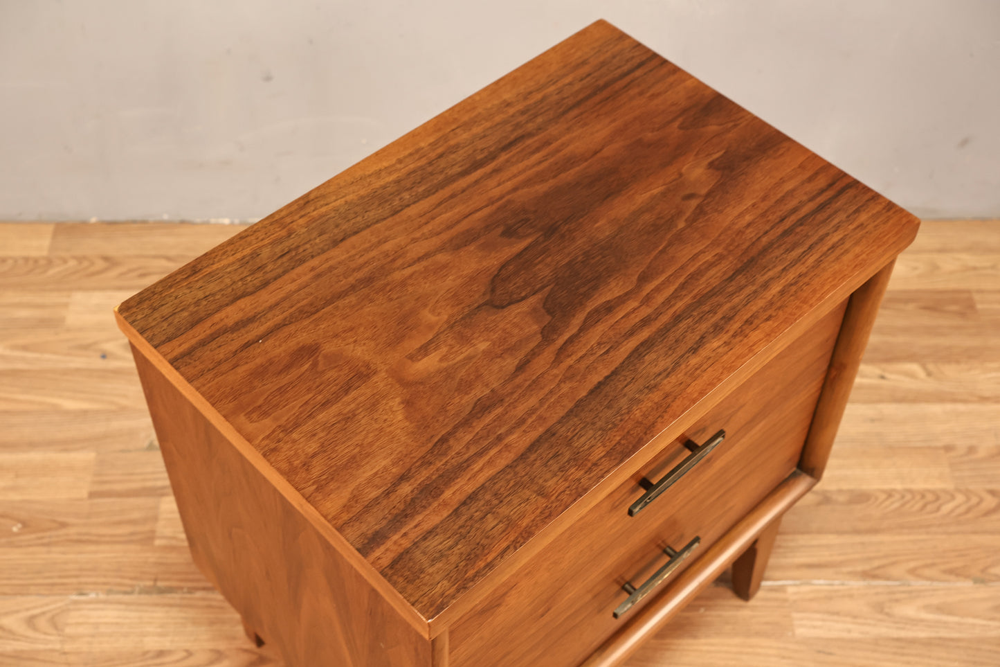 Mid Century Walnut 2-Drawer Nightstand