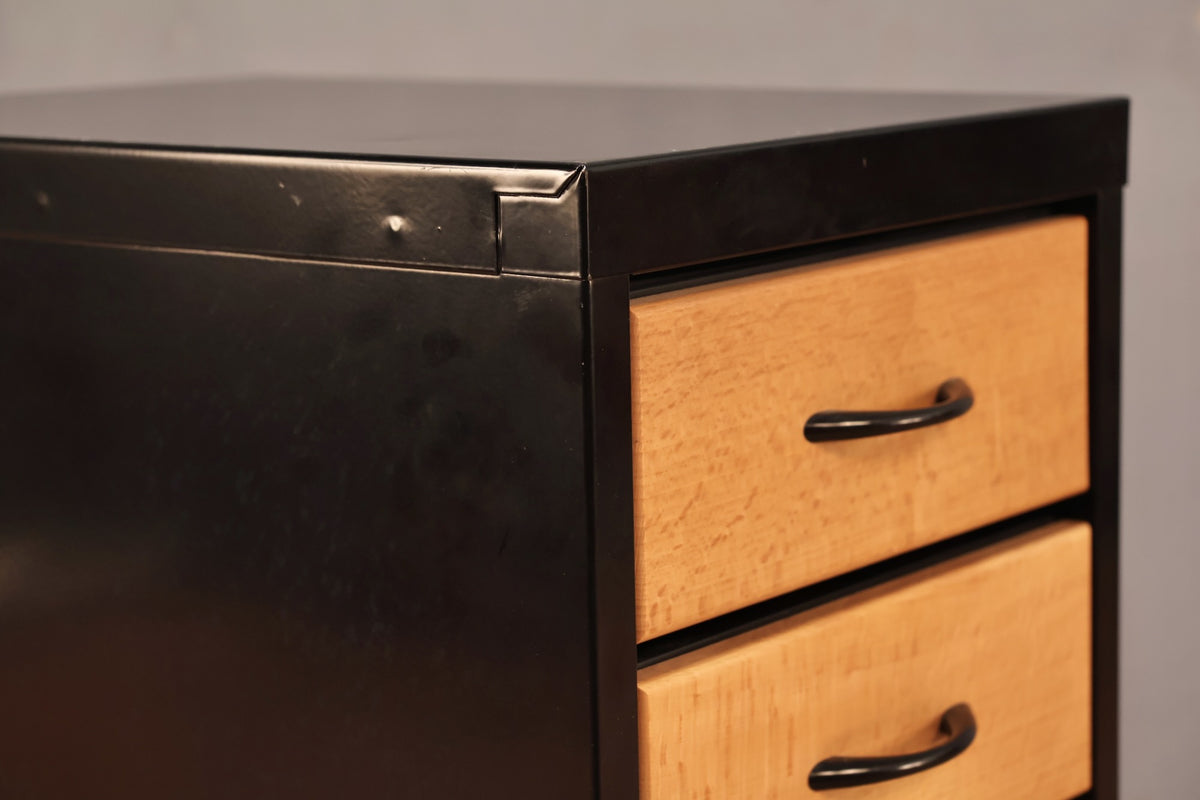 Slim Black & Beech 6-Drawer End Table