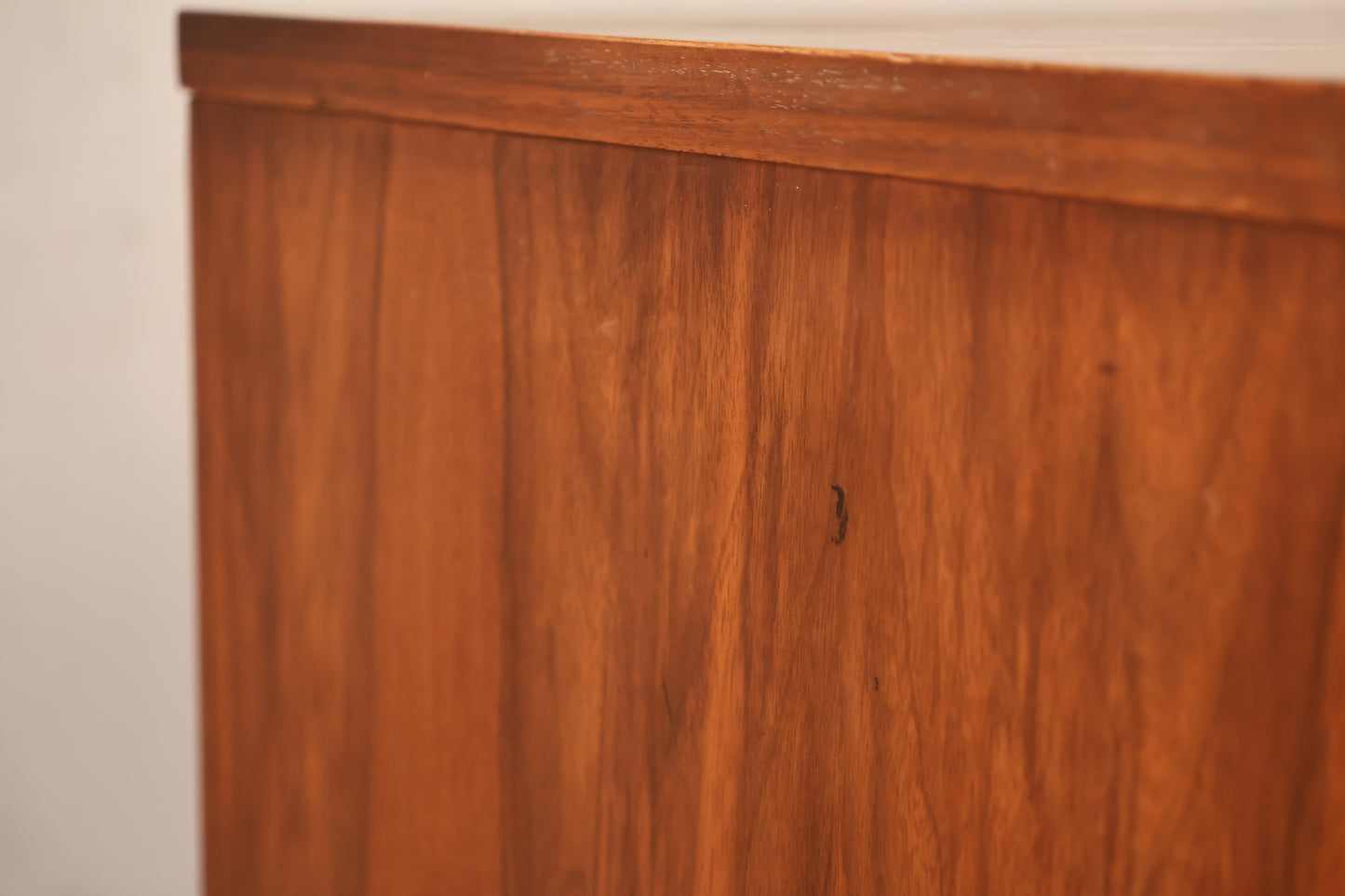 Mid Century Walnut & Woven 2-Door End Table