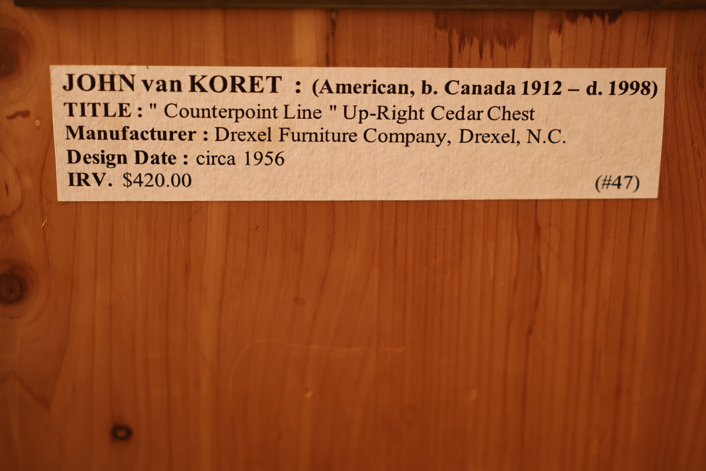 1950s Drexel Up-Right Cedar Chest - ONLINE ONLY
