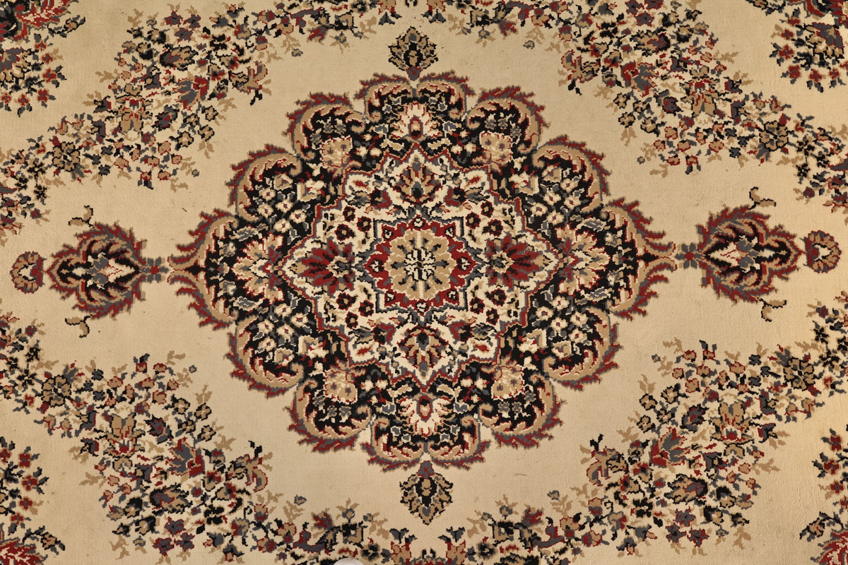 Large Cream & Crimson Floral Area Rug - ONLINE ONLY