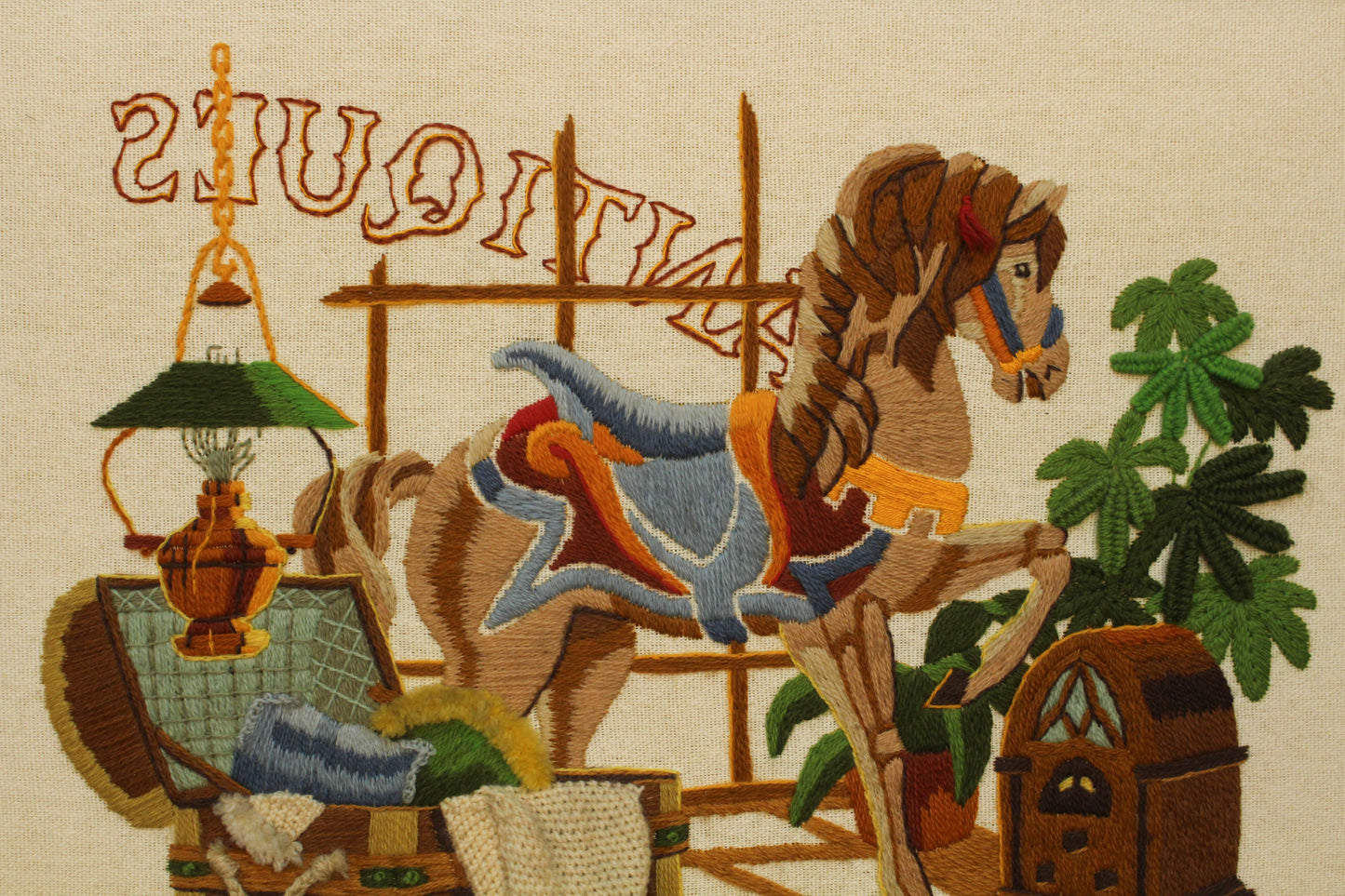 "Treasures From The Past" 1970s Embroidered Art