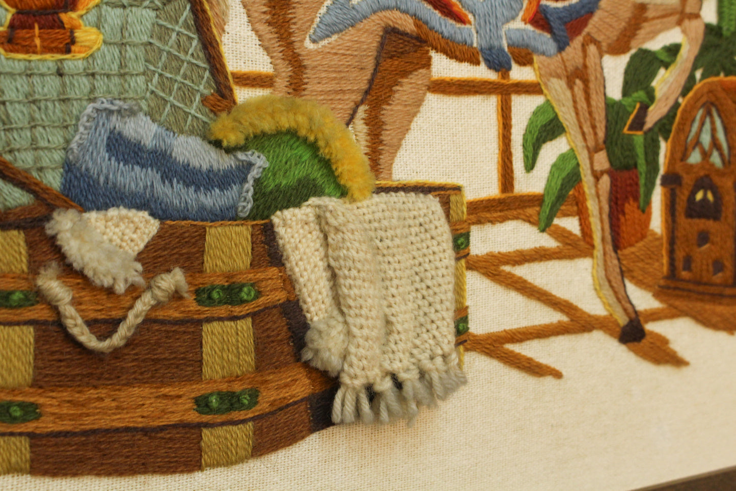 "Treasures From The Past" 1970s Embroidered Art