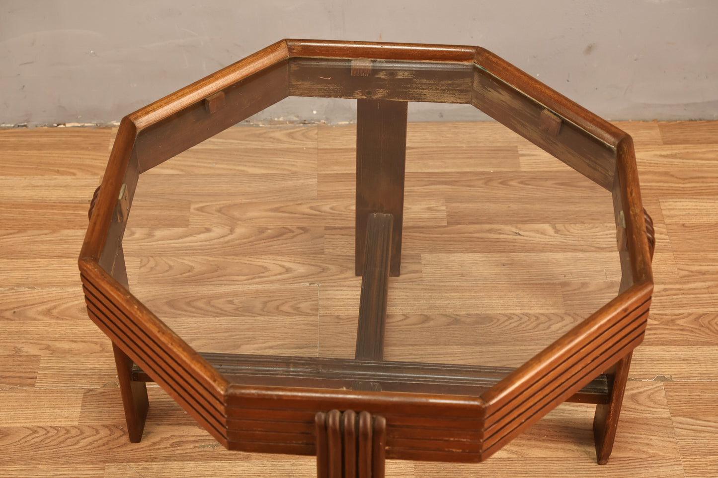 Deco Octagonal Glass-Top Coffee Table