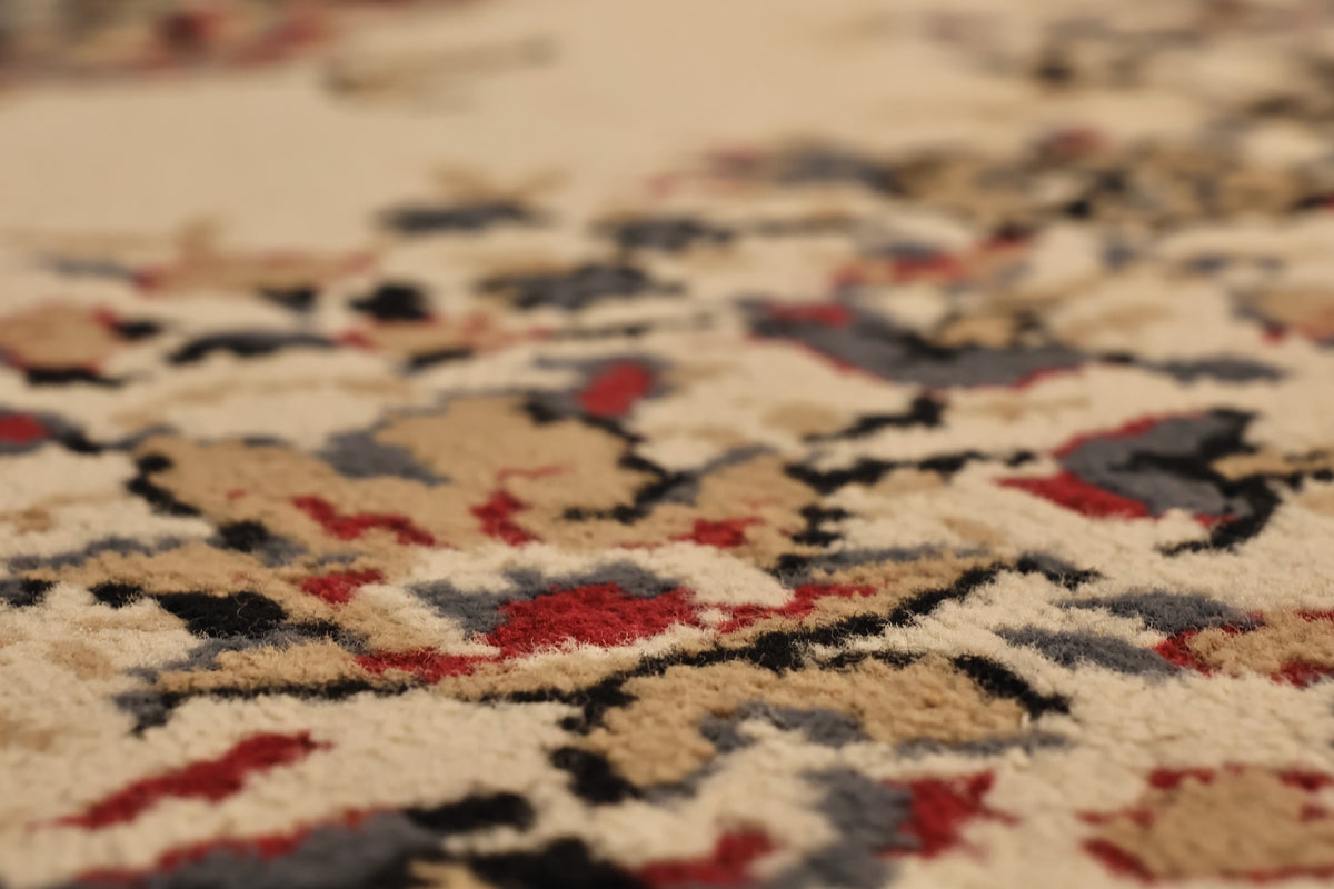 Large Cream & Crimson Floral Area Rug - ONLINE ONLY