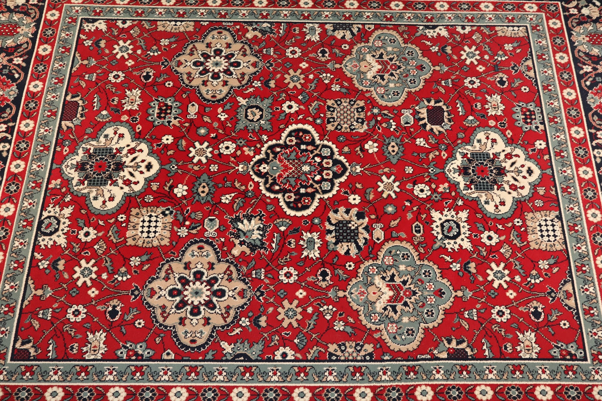 Large Crimson & Teal Floral Area Rug - ONLINE ONLY